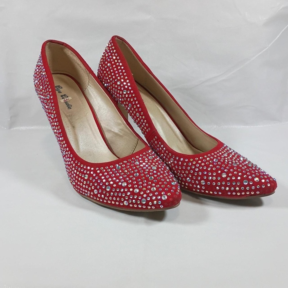 Y2K Glam Red Rhinestone Sparkly Heels Pumps #RubySlippers